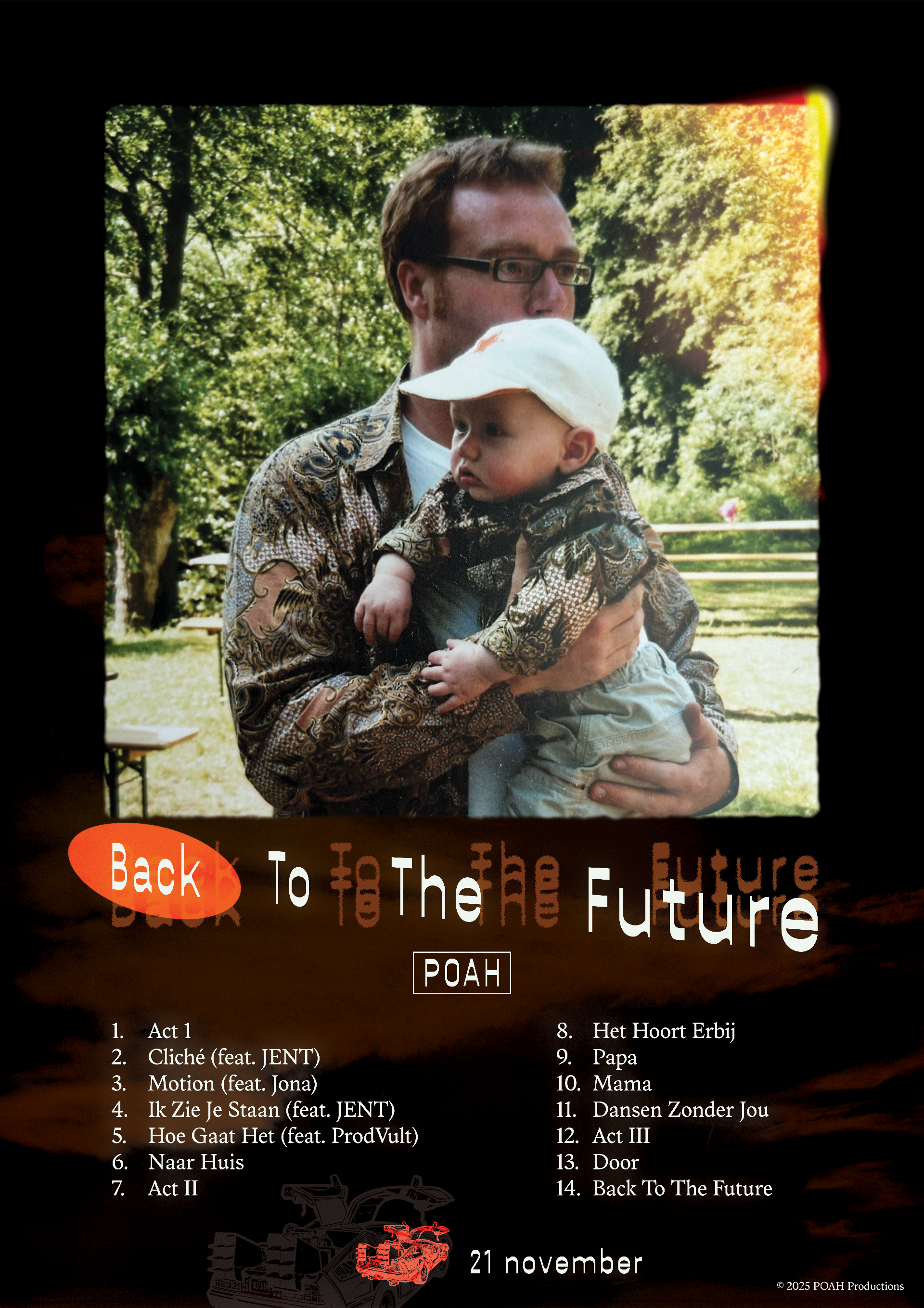 Tracklist poster for album 'Back To The Future' by POAH (2025)