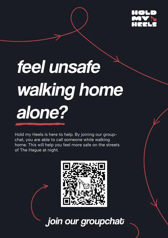Poster made for nightlife safety project Hold My Heels (2025)